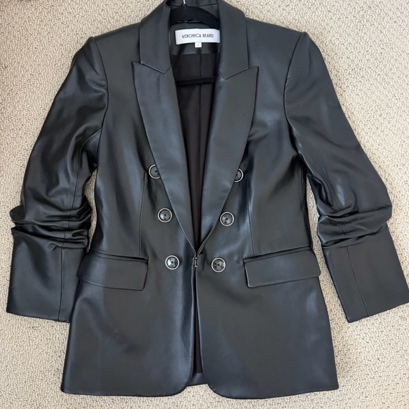 Veronica Beard Beacon Dickey Faux Leather Blazer - Picture 3 of 4
